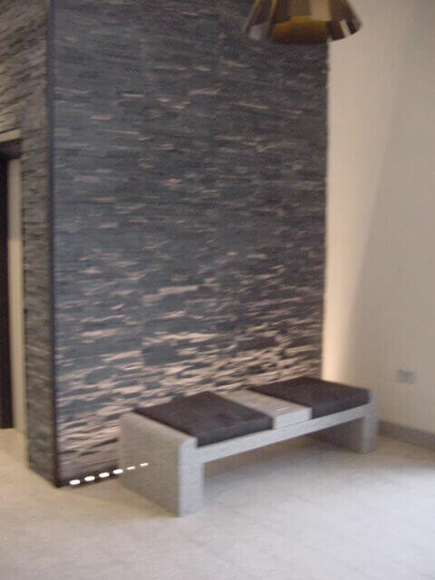 slate wall and granite furniture
